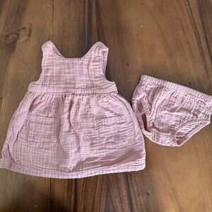 Little Planet Pink Baby Dress and Bloomers Set 100% Organic Gauze Cotton Size 6M